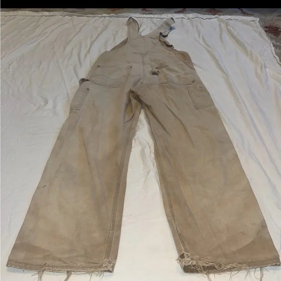 Carhartt Duck Bib Overalls Mens 38x32  Brown Double Knee Workwear Carpenter - Picture 8 of 11